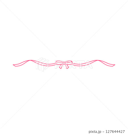 Pink vintage bow frame, wavy ribbon line,...のイラスト素材 [127644427] - PIXTA