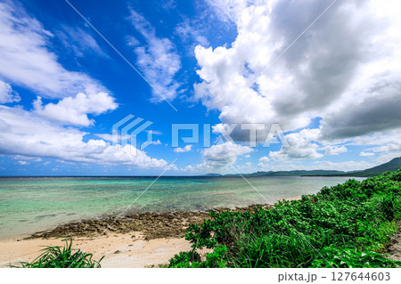 透き通るエメラルドグリーンが輝く石垣島のALOALOビーチ 127644603