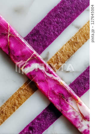Semiprecious marble detail with gold, magenta and violet layers Semiprecious marble detail with gold, magenta and violet layers 127645004