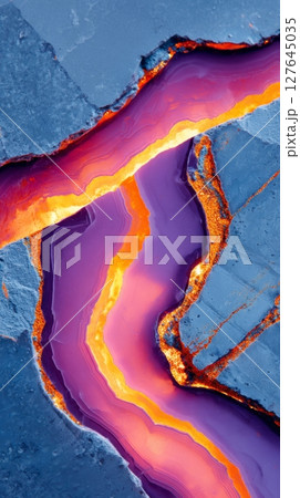 Abstract amethyst agate stone with bold purple veins and golden edges for artistic luxury design background Abstract amethyst agate stone with bold purple veins and golden edges for artistic luxury design background 127645035