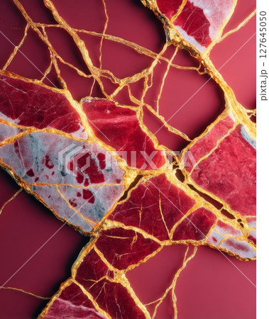 Rosso Levanto marble macro slab with bold gold and white veins, red mineral surface, luxury natural stone background for architecture Rosso Levanto marble macro slab with bold gold and white veins, red mineral surface, luxury natural stone background for architecture 127645050