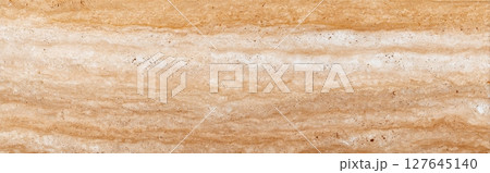 Travertine stone background in creamy beige tones with soft layered structure 127645140