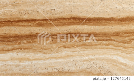 Striped travertine pattern with bold brown veins and earthy rough texture effect 127645145