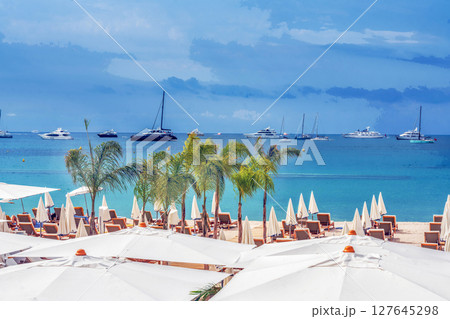 Amazing landscape with vessel boats in bay of CANNES Amazing landscape with vessel boats in bay of CANNES 127645298