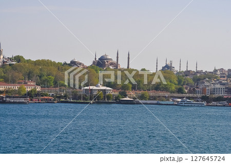 Hagia Sophia mosque at sunset in Istanbul 127645724