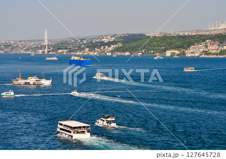 Panorama of Istanbul city and Bosfor . Istanbul is the largest city in Turkey Panorama of Istanbul city and Bosfor . Istanbul is the largest city in Turkey 127645728