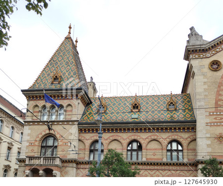 Facade of old building in centre of Budapest ,Hungary 127645930