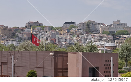 Istanbul. Taksim district aerial view from cruise ship. Galataport waterfront in Karakoy 127645947