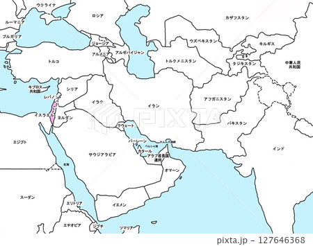 中東地図　中東戦争　中近東　イスラエル 127646368
