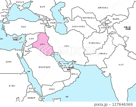 中東地図　中東戦争　中近東　イラク 127646369