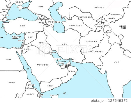 中東地図　中東戦争　中近東　白地図 127646372