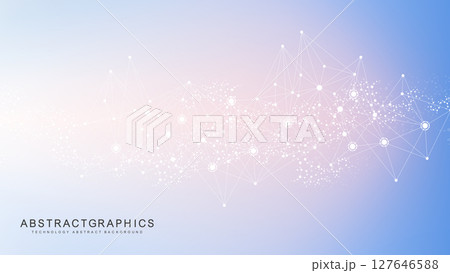 Geometric abstract background with connected line and dots. Structure molecule and communication. Big Data Visualization. Medical, technology, science background. Vector illustration. Geometric abstract background with connected line and dots. Structure molecule and communication. Big Data Visualization. Medical, technology, science background. Vector illustration. 127646588