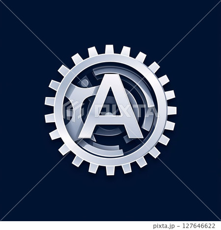 A Letter Logo with gear wheel. 3D illustration, 3d rendering A Letter Logo with gear wheel. 3D illustration, 3d rendering 127646622