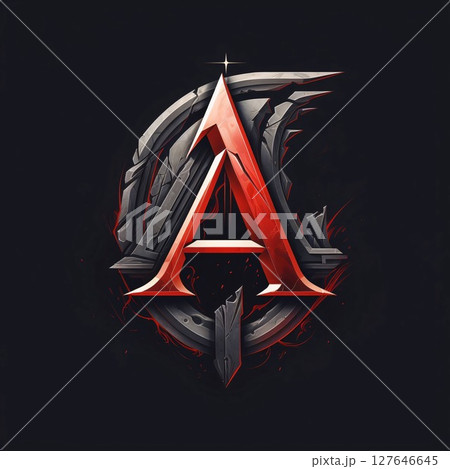 A Letter Logo Design with Grunge Black and Red Background. A Letter Logo Design with Grunge Black and Red Background. 127646645
