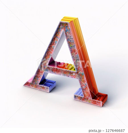 3D rendering of the letter A made from multicolored plasticine 127646687