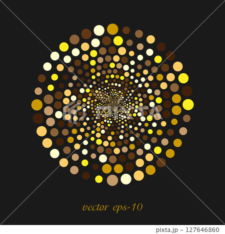 Circle of golden dots .Abstract gold pattern.Template for design and lettering.Vector illustration. Circle of golden dots .Abstract gold pattern.Template for design and lettering.Vector illustration. 127646860