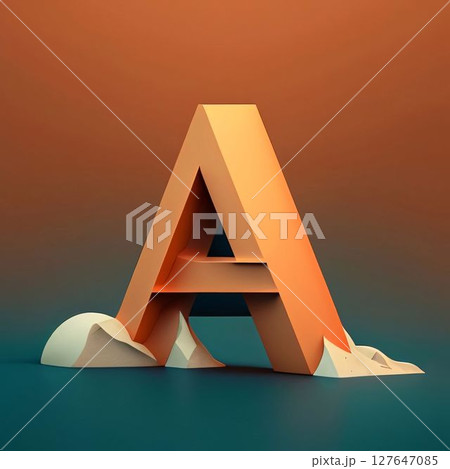 3d rendering of letter A in low poly style on dark background 3d rendering of letter A in low poly style on dark background 127647085