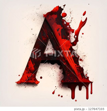 Bloody letter A uppercase, blood splatter font. 127647103
