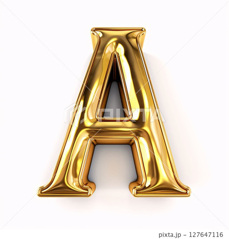 Letter A from the alphabet made of gold solid, 3D rendering Letter A from the alphabet made of gold solid, 3D rendering 127647116