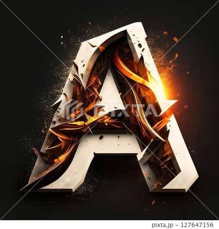 Flaming Letter of the alphabet made of fire and smoke. letter A Flaming Letter of the alphabet made of fire and smoke. letter A 127647156