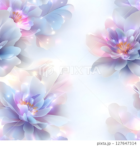 Delicate pastel flowers in soft pink and blue hues with subtle glowing accents on a white background. Ideal for wedding designs, greeting cards, romantic themes, or elegant decorations. Delicate pastel flowers in soft pink and blue hues with subtle glowing accents on a white background. Ideal for wedding designs, greeting cards, romantic themes, or elegant decorations. 127647314