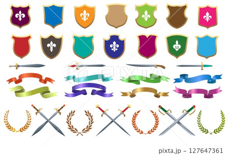 Cartoon heraldic symbols 127647361