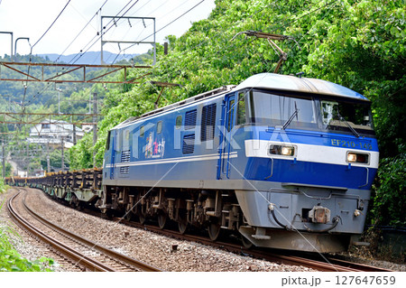 東海道本線 根府川-早川 JR貨物 EF210-149(吹田)+日鐵チキ12B ロングレール 東海道本線 根府川-早川 JR貨物 EF210-149(吹田)+日鐵チキ12B ロングレール 127647659