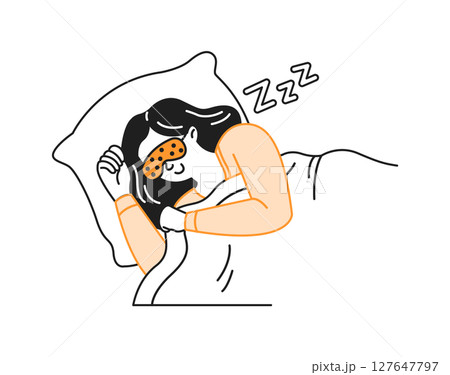 Illustration of Sleeping Woman with Eye Mask 127647797