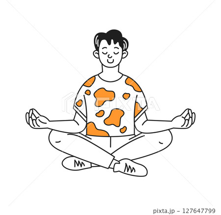 Meditating Person in CrossLegged Pose Illustration 127647799
