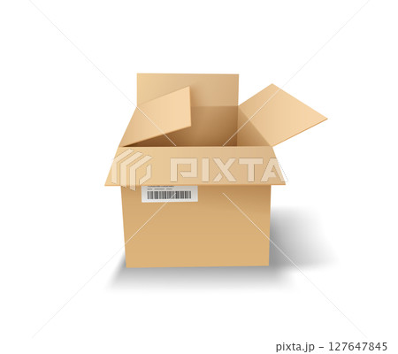 Open cardboard box on white background illustration Open cardboard box on white background illustration 127647845