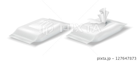 Realistic illustration of wet wipes package design Realistic illustration of wet wipes package design 127647873