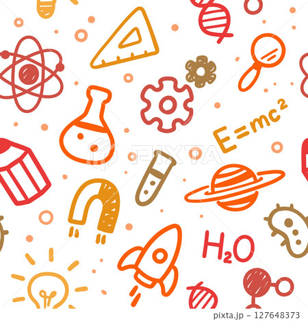 Colorful science doodle pattern Colorful science doodle pattern 127648373