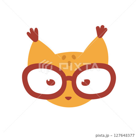 Cute lynx head with glasses Cute lynx head with glasses 127648377