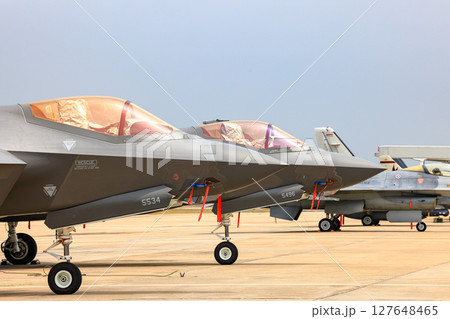 Lockheed Martin F35 Lightning II Multirole strike fighter at airshow in Thailand. 127648465