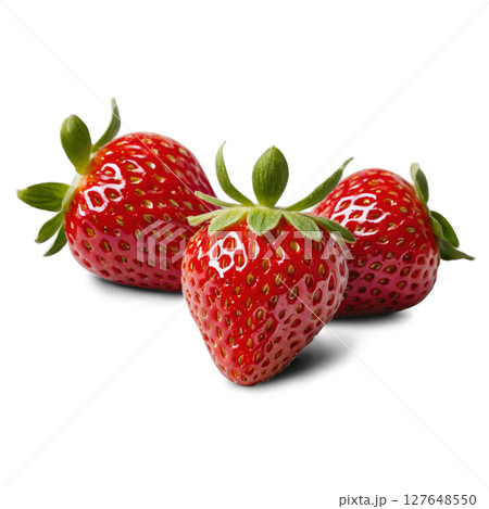 Fresh ripe strawberries on a white background, perfect for desserts and healthy snacks 127648550