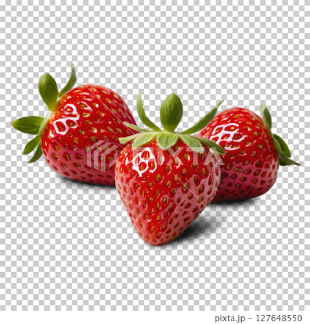 Fresh ripe strawberries on a white background, perfect for desserts and healthy snacks 127648550
