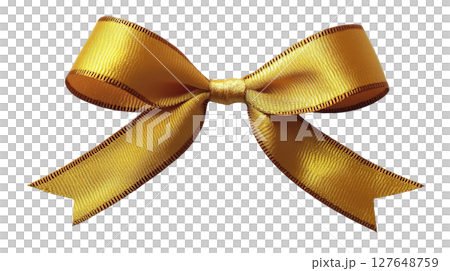 Sparkling gold and orange ribbon bow for decorating gifts and crafts during festive occasions Sparkling gold and orange ribbon bow for decorating gifts and crafts during festive occasions 127648759