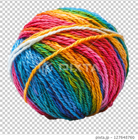 Colorful yarn ball showcasing vibrant hues suitable for various crafting projects and activities Colorful yarn ball showcasing vibrant hues suitable for various crafting projects and activities 127648760