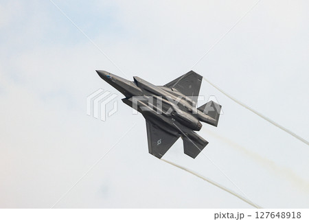 Lockheed Martin F35 Lightning II Multirole strike fighter at airshow. 127648918