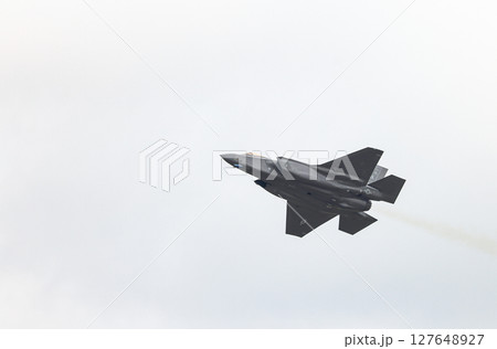 Lockheed Martin F35 Lightning II Multirole strike fighter at airshow. 127648927