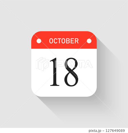 Vector icon page day calendar - 18 October monthのイラスト素材 [127649089] - PIXTA