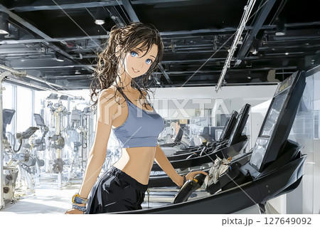 スポーツジムでトレーニングをする若い女性 127649092