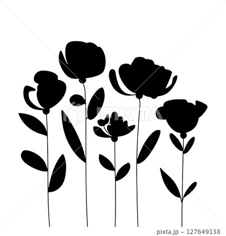 Bold Botanical Flower. Large solid floral shapes with high contrast and expressive silhouettes ideal for bold design compositions or statement graphics. 127649138