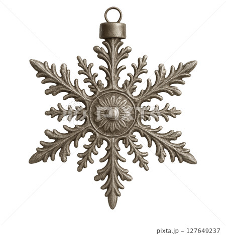 Metal Snowflake Ornament With Intricate Leaf Design, Ideal for Winter Decorations and Festive Displays 127649237