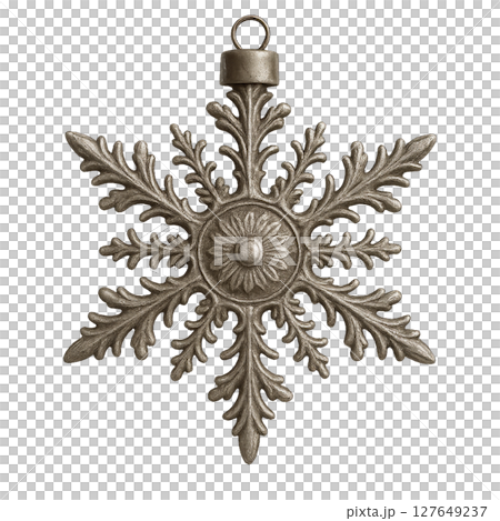 Metal Snowflake Ornament With Intricate Leaf Design, Ideal for Winter Decorations and Festive Displays 127649237