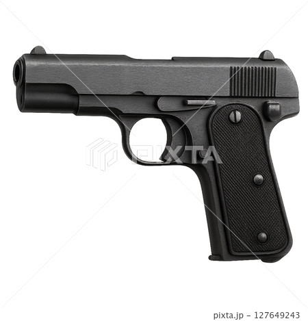 Compact Handgun Displayed on a Neutral Background Showcasing Its Design and Features 127649243