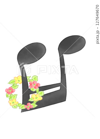花のリングの付いた音符 127649670