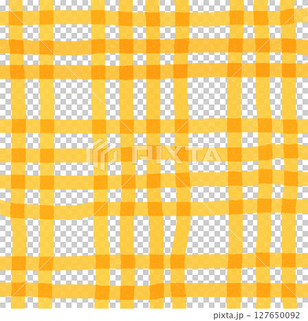 Orange Plaid Gingham Check Hand Drawn Background Pattern Overlay 127650092