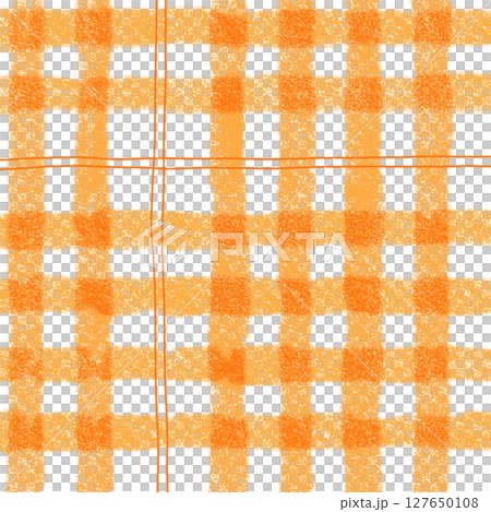 Orange Plaid Gingham Check Hand Drawn Background Pattern Overlay 127650108