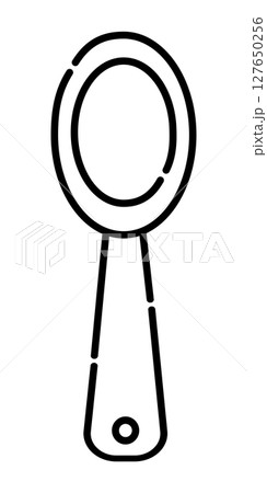Simple spoon black and white vector line icon Simple spoon black and white vector line icon 127650256